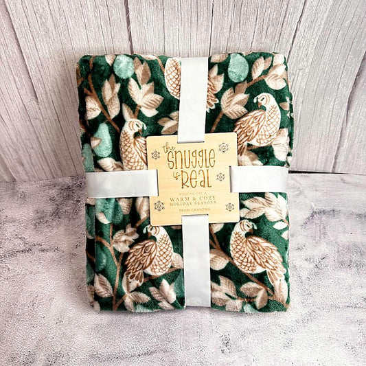 Holiday Velvet Plush Throw with Engraved Gift Tag