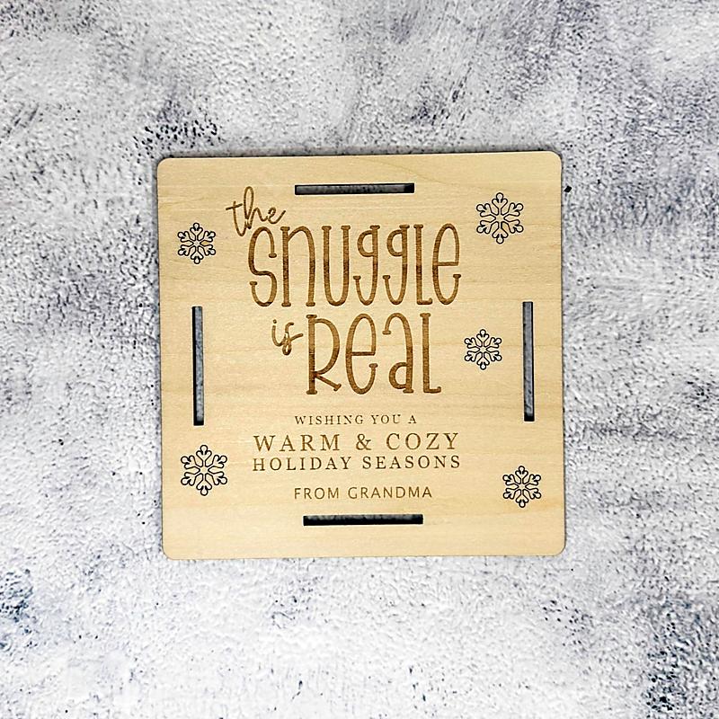 Holiday Velvet Plush Throw with Engraved Gift Tag