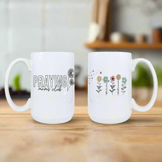 Praying Moms Club and Custom Kids Names Mug