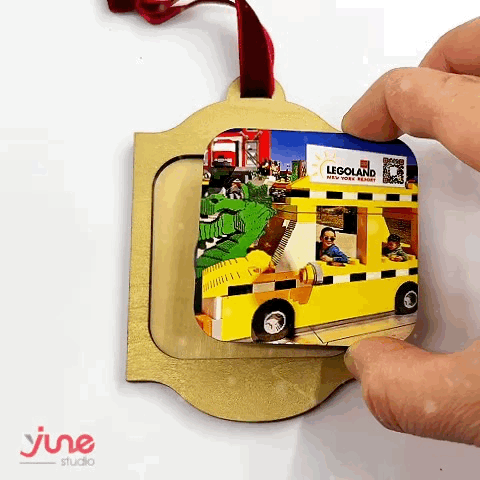Personalized Frame Shaped Ornament with Magnetic Photo Tile – Gift Set