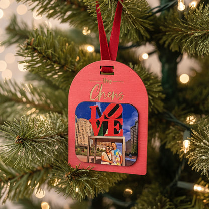 Personalized Arch Shaped Ornament with Magnetic Photo Tile – Gift Set