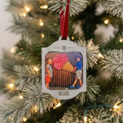 Personalized Frame Shaped Ornament with Magnetic Photo Tile – Gift Set