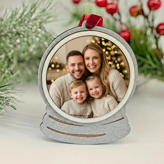 Snow Globe Ornament with Magnetic Photo Tile – Gift Set