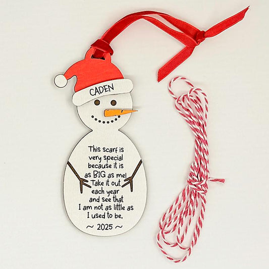 Personalized Snowman Growth Ornament with Keepsake Scarf
