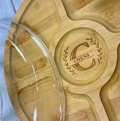 Round Bamboo Charcuterie Board with Locking Lid