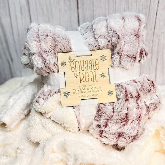Micro-Mink / Sherpa Throw with Engraved Gift Tag
