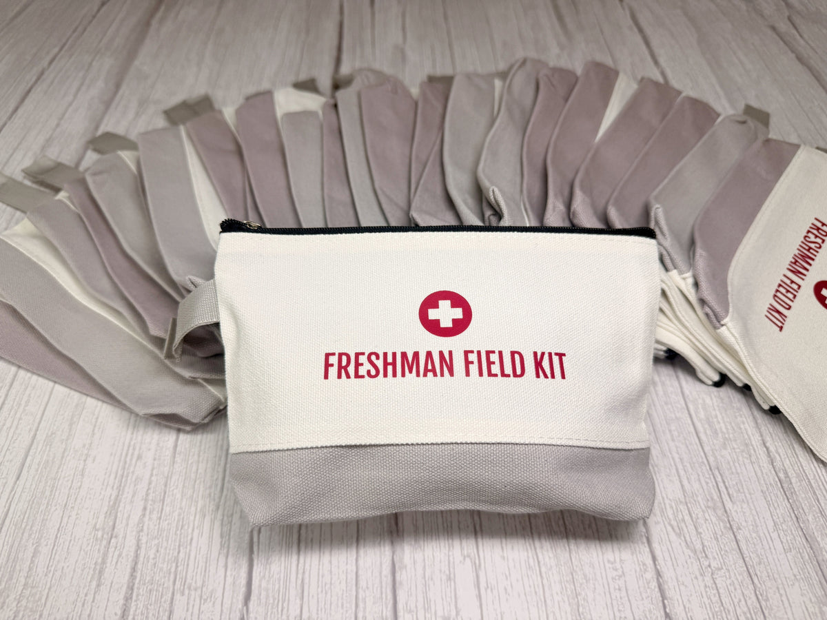 Freshman Field Kit first-aid bags prepared as a coordinated group program by YJune Studio.
