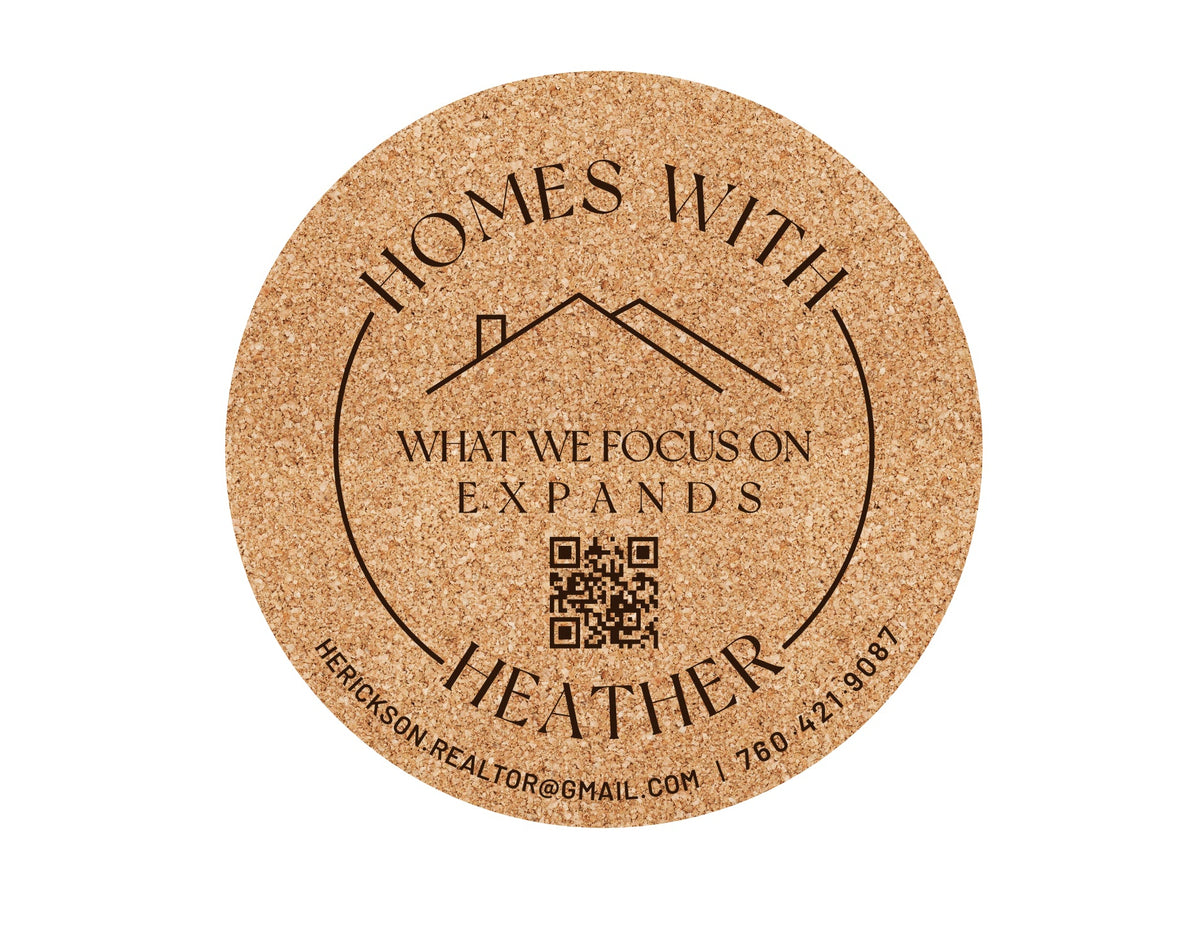 Personalized cork coaster example for YJune Studio live engraving.