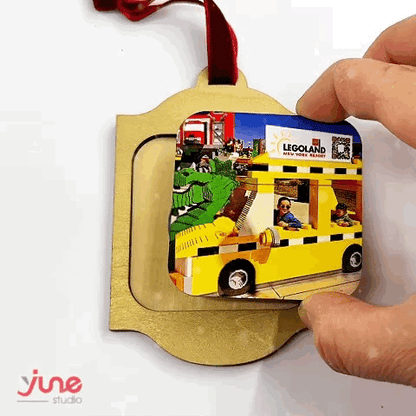 Personalized Frame Shaped Ornament with Magnetic Photo Tile – Gift Set