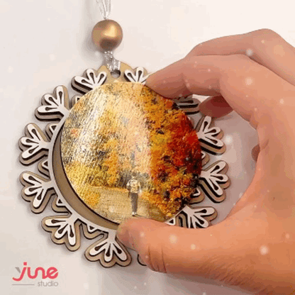 Snowflake Ornament with Magnetic Photo Tile – Gift Set